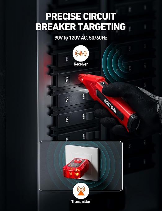 AstroAI Circuit Breaker Finder with GFCI Outlet Tester, Electrical Tester Tool for Home/Workshop Circuit Tracing, Quickly Locates Breakers with Indicators