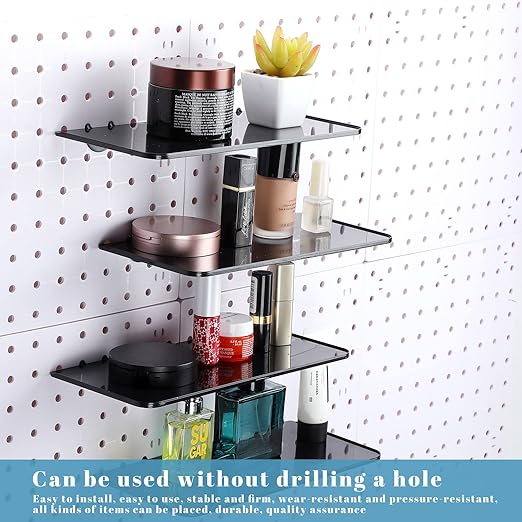 Nuanchu 8 Set Pegboard Wall Mount Display Organizer Kit - Plastic Pegboard Panels for Garage Kitchen Living Room Office No Drilling to Wall, No Drilling Required, 10 x 10 Inch(White)