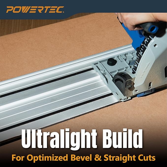 POWERTEC 55" Track Saw Guide Rail for Kreg Track Saws | Perfect for Repeatable Rip Cuts & Crosscuts | Extruded Aluminum Guide Rail for Optimized Bevel & Straight Cuts (71990)