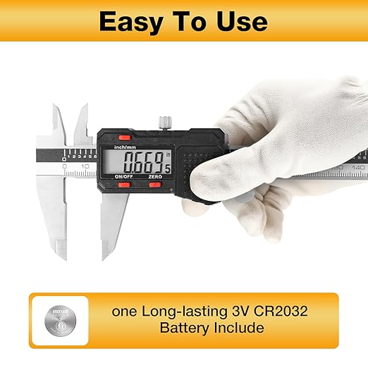 Digital Caliper Measuring Tool, Micrometer Caliper,Stainless Steel Vernier Caliper with Large LCD Screen,Easy Switch, 6 inch,Inch and Millimeter Conversion