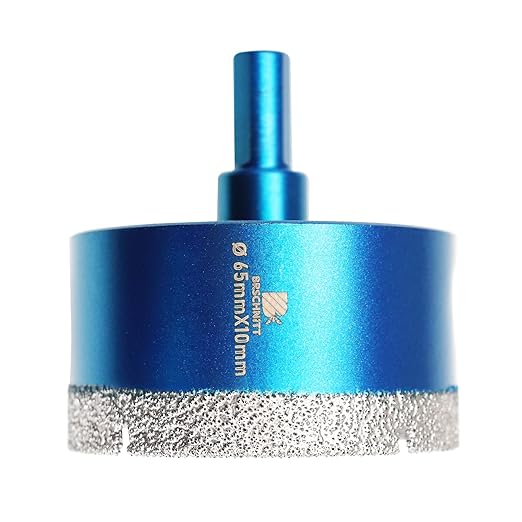 Dry Diamond Core Drill Bit Set,BRSCHNITT 2 4/7 Inch (65mm) Diamond Hole Saw Core Drill Bit with Triangle Shank for Porcelain Tile Ceramic Stone Granite Marble