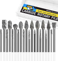 Asieg Tool 20 Pcs Carbide Die Grinder Burrs Bits 1/8" Shank for Dremel Milwaukee Metal Grinding Wood Stone Steel Carving Cutting Engraving Grinder Kit Attachment Rotary Tool Accessories Sets