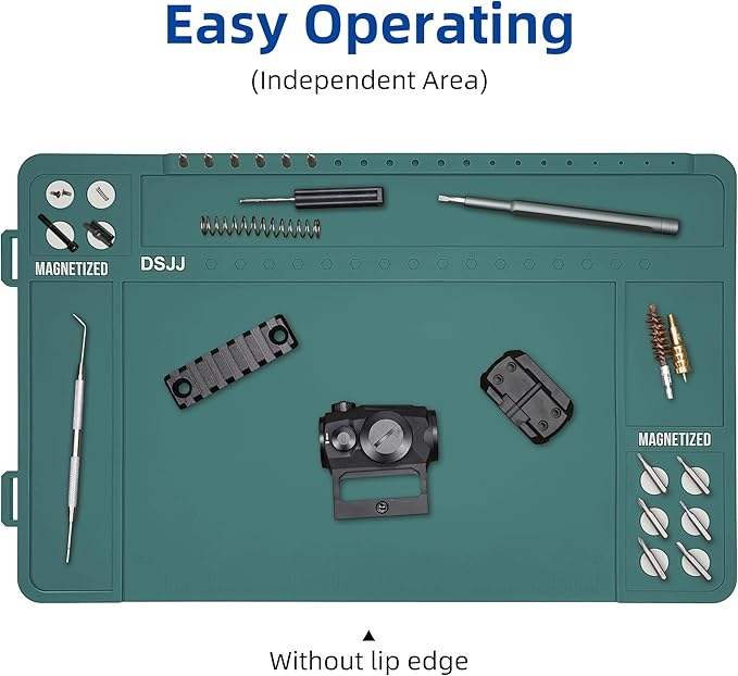Gun Cleaning Mat, Premium Magnetic Pad With Organizer Parts Tray, Anti-Slip Rubberized Pistol Mat, Protective Workbench Mat for Gun Cleaning (16.5"x 10.43")