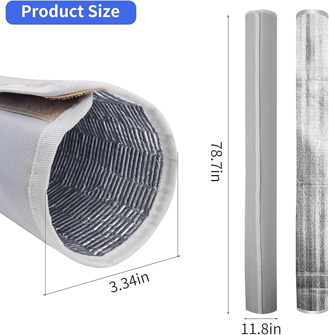 Ac Line Insulation, 78.7x11.8 inch 600D Oxford Air Conditioner Line Insulation, 3 Layer HVAC Copper Pipe Insulation Cover, AC Pipe Insulation Wrap for Outside (Light Gray)