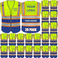 BeautyWill Custom Logo 10/20 Pack Safety Vest Class2 High Visibility Vest with Pockets Breathable Construction Vest Bulk