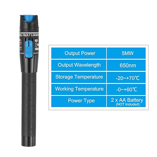 PATIKIL 5mW Visual Fault Locator Fiber Optic, 2Pcs 650nm Fiber Optic Red Light Tester Pen with 2.5mm Universal Connector FC Male to LC Female for SC/FC/ST/LC Network Cable Testing