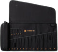 Wrench Roll, Wrench Roll Up Pouch, Gifts for Men Father Dad Mechanic, Heavy Duty Canvas Wrench Organizer Bag (Black, 19+1 Metric)
