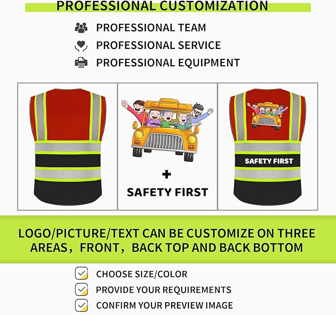 BeautyWill Custom Logo 10/20 Pack Safety Vest Class2 High Visibility Vest with Pockets Breathable Construction Vest Bulk