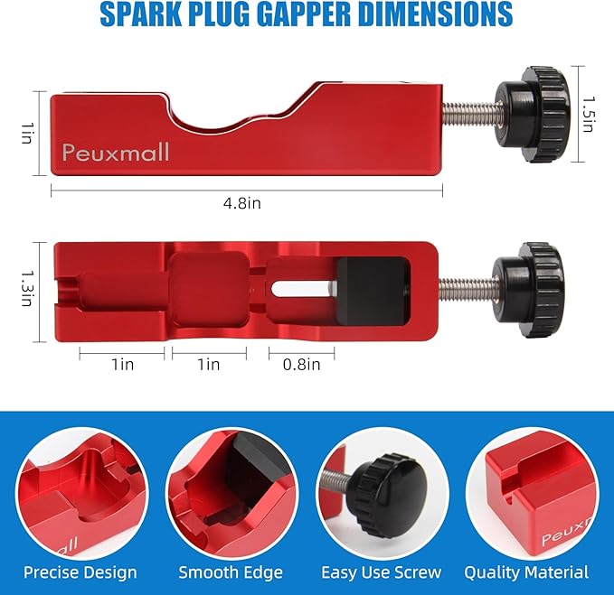 Spark Plug Gap Tool, Spark Plug Gapping Tool with 32 Blade Steel Feeler Gauge, Universal Spark Plug Gap Tool for Most 10mm 12mm 14mm 16mm Spark Plugs (Red)