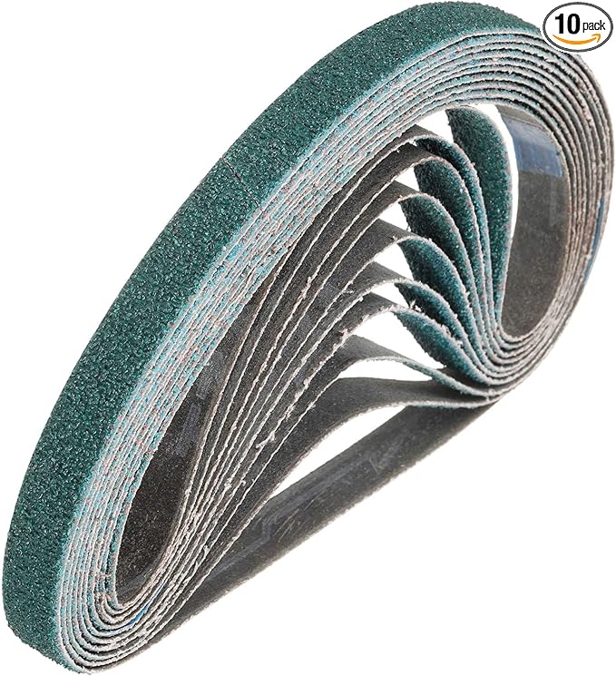 HARFINGTON 1/2 x 24 Inch Sanding Belts, 10 Pcs 60 Grit Zirconia Abrasive Belt Sander File Belt for Woodworking, Metal Polishing, Knife Sharpener