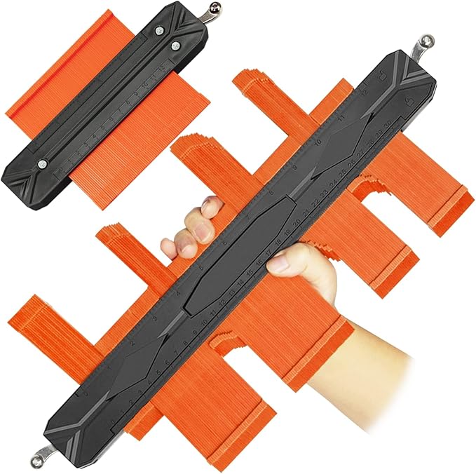 Contour Gauge Tool 12 Inch + 5 Inch, Super Gauge Shape and Outline Tool with Metal Aluminum Lock, Profile Tool Set Precisely Copy Irregular Shape, Extended Profile Gauge Duplicator, Father's Day Gift