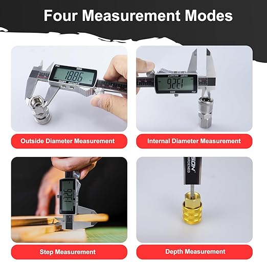 GODESON Digital Caliper,IP54 Caliper Measuring Tool-Stainless Steel & Large LCD Screen, Rechargeable Digital Micrometer display Inch/Metric/Fractions, 6 Inch Digital calipers-Absolute Scale & Auto-Off