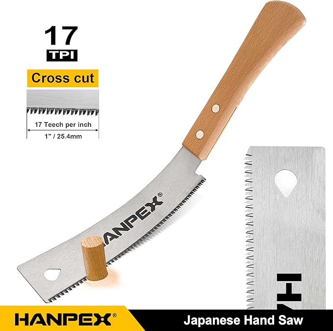 6-Inch Japanese Hand Saw, SK5 Pull Saw With Flexible Blade for Flush Cut Woodworking, DIY and Small Projects