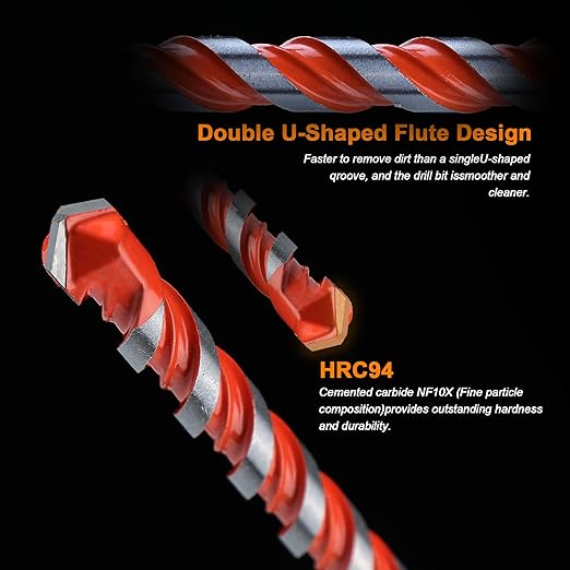 Concrete Carbide Drill Bits Hex Shank Masonry Cement Tile Drill Bit Set for Glass/Brick/Plastic/Cement/Tile 1/4" (10PCS)