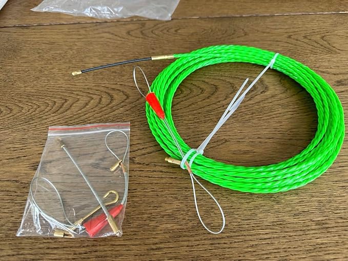 37FT Fish Tape Wire Puller Including 5Adapters- Durable Cable Retraction Aid for Electrical Work (12M)
