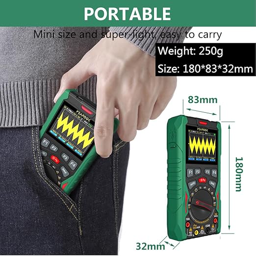3 in 1 Handheld Digital Oscilloscope Multimeter Portable Oscilloscopes, 12MHz Bandwidth, 50MSa/s Sampling Rate with Multimeter and Signal Generator (YP101A)
