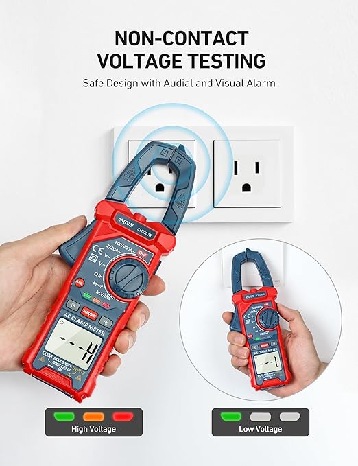 AstroAI Digital Clamp Meter Multimeter 2000 Counts Amp Voltage Tester Auto-ranging with AC/DC Voltage, AC Current, Resistance, Capacitance, Continuity, Live Wire Test, NCV, Blue