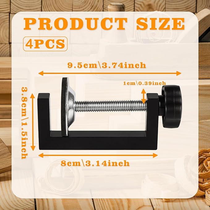 3 Inch C Clamp for Woodworking, Heavy Duty Steel C Clamps, Small C Clamps for Desktop Workpiece Fixing (4 Pcs)