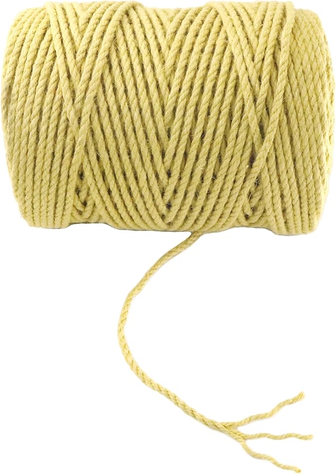 4mm x 500 Feet Yellow Jute Rope, Twine for Gardening Tomato Climbing Plant Tie Floristry Crafts Gift Wrapping Packing Decor