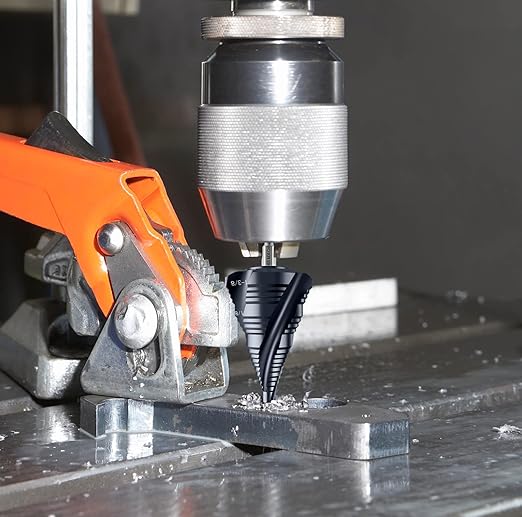 Four Sprial Flute M35 Cobalt Step Drill Bit, 1/4"-1-3/8" Ultra TiAIN Coated Unibit Step Bit, 1/4" Hex Shank Drill Bit for Metal, Stainless Steel, Aluminum, Copper, Wood, PVC