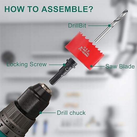 HYCHIKA 2-3/8 Inch/60mm Hole Saw,Bi-Metal Cutter Hole Max Cutting Depth 32mm with 1 Arbor Drill Bit for Wood Cutting Cornhole Plastic Drywall Boards Fiberboard