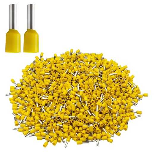 XHF 1000 PCS AWG 20/0.75mm² Wire Ferrules Insulated Copper Crimp Connectors, Crimp Pin Cord End Terminals Yellow