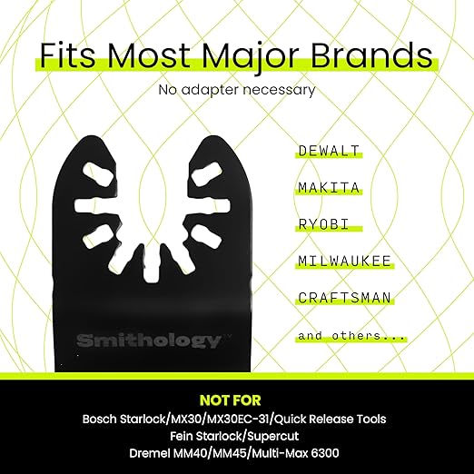 Smithology Universal Oscillating Saw Blades - 50 Long-Lasting Multitool Blades, Sharp Standard Oscillating Tool Blades for Plunge Cutting, Compatible with Major Brands, Made with High-Carbon Steel