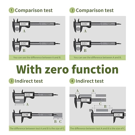 Digital Caliper 0-8" Measuring Tool with Metal Ruler, Micrometer Caliper with Auto-Off Feature, Interchangeable Between inches and millimeters for DIY/Household and 3D Printing, Black