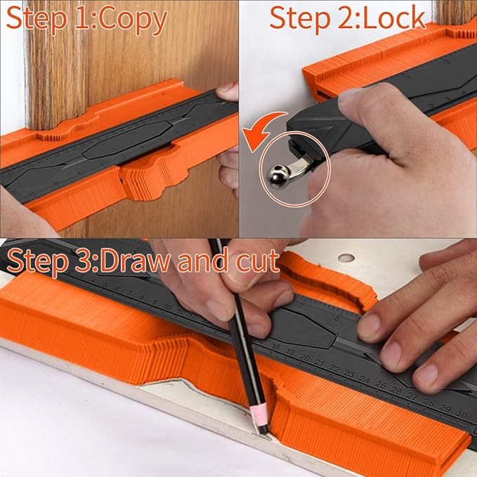 Contour Gauge Tool 12 Inch + 5 Inch, Super Gauge Shape and Outline Tool with Metal Aluminum Lock, Profile Tool Set Precisely Copy Irregular Shape, Extended Profile Gauge Duplicator, Father's Day Gift