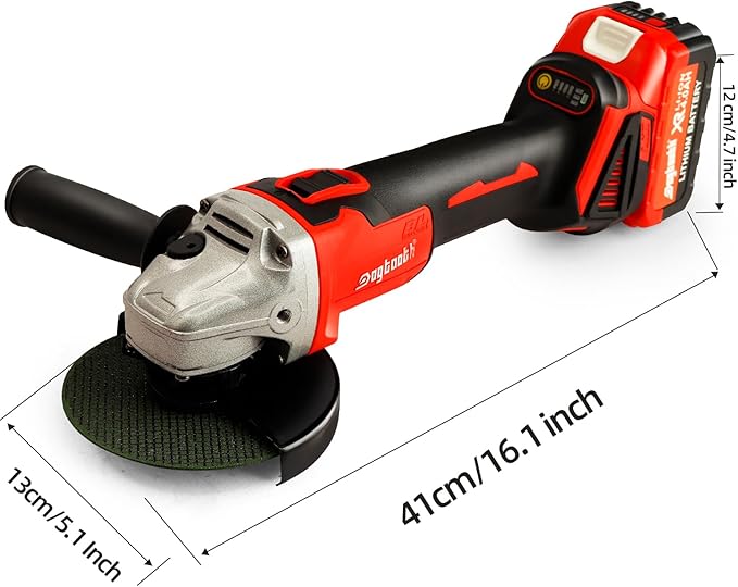 DOGTOOTH Max 21V 4-1/2'' Cordless Angle Grinder Set with 2 * 4.0 Ah Batteries, Compatible with Makita 18V Battery, Brushless Motor, Max10000 RPM, Charger, 4 Cutting&Grinding Discs and Carry Case