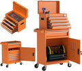 5 Drawer Tools Chest, Tool Cabinet with Universal Lockable Wheels，Tool Box with Detachable Top Box for Workshop(Orange)