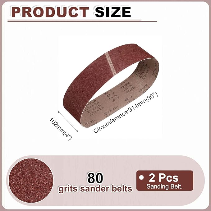 HARFINGTON 4 x 36 Inch Sanding Belts, 12 Pcs 80 Grits Aluminum Oxide Abrasive Belt Sander File Belt for Woodworking, Metal Polishing, Knife Sharpener