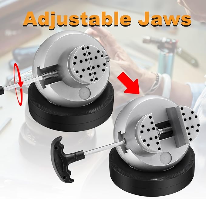 DZQ Ball Vise 5" Engraving Setting Tool 360°Rotation Professional Ball Vise 36PCS Attachment Jewelry Engraving Block Tools Standard Block