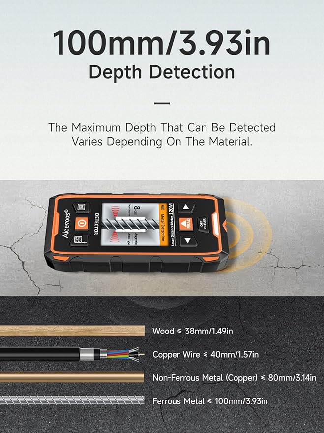 Stud Finder Wall Scanner - Stud Finder Tool HD LCD Display and w/Intelligent Microprocessor Chip, Stud Detector and Laser Measure for the Center and Edge of Wood AC Wire Metal Studs Joist Pipe