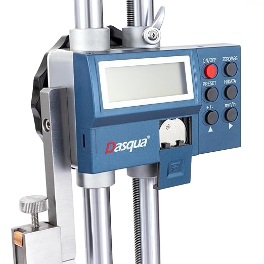Dasqua 12"/300mm Double Beam Digital Height Gauge with Feed Wheel, Heavy Duty Cast Iron Base with Carbide-Tipped Scriber, Accuracy: ±0.0015"/0.04mm, Resolution 0.001"/0.01mm