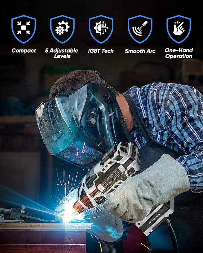 Saker Portable Electric Welding Machine,110V Portable Welder Handheld with IGBT Inverter 5 Variable Current Adjustment, ARC Welder Gun, Fits for 3/32" Wire Rods (Grey)