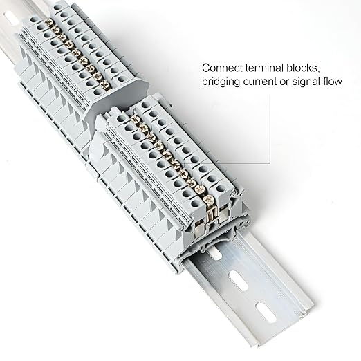 10 Pcs Fixed Bridge Jumper, FBI-10-6 Fixed Bridge Connectors for DIN Rail Terminal Blocks, Insert-Pull Bridging, Compatible with UK2.5B and UK5N, 10 Pole, 100 Screws Included