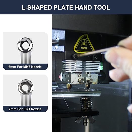 Complete 26-Piece 3D Printer Nozzle Wrench Maintenance Kit: Includes 20 Cleaning Pins with Storage Box, 2 Tweezers, 2 Copper Wire Brushes, 2 L-Shaped Wrench Tools for Optimal 3D Printing Performance