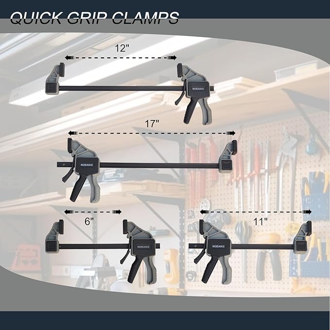 Bar Clamps for Woodworking,6-Pack Wood Clamps 12”(4)&6”(2) Light Duty One-Handed Quick Grip/Spreader Woodworking Clamp 150LBS Load Limit with Quick Change Button