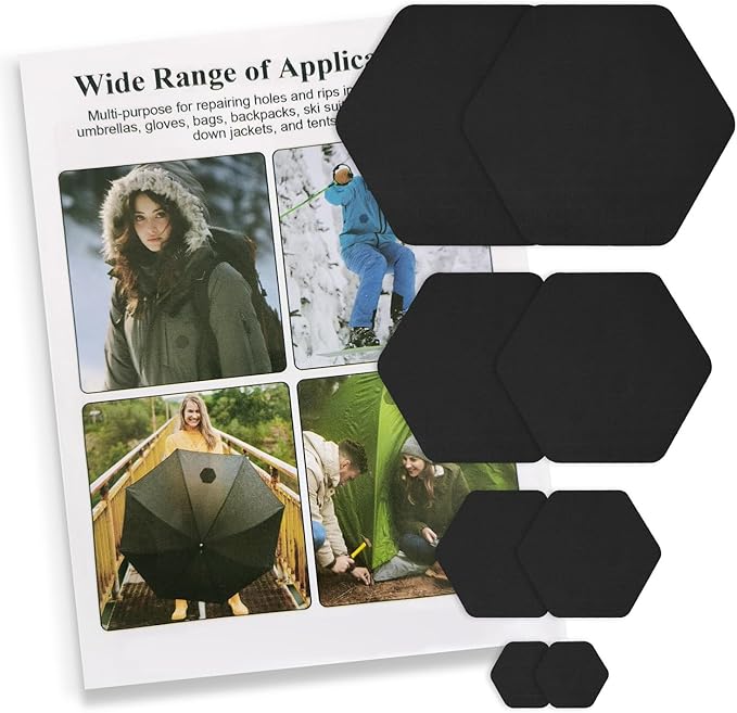 Down Jacket Repair Patches - Highly Effective Repair of Nylon Fabric, Waterproof Self-Adhesive Repair Patch for Down Jackets, Tents, Raincoats, Outdoor Equipment