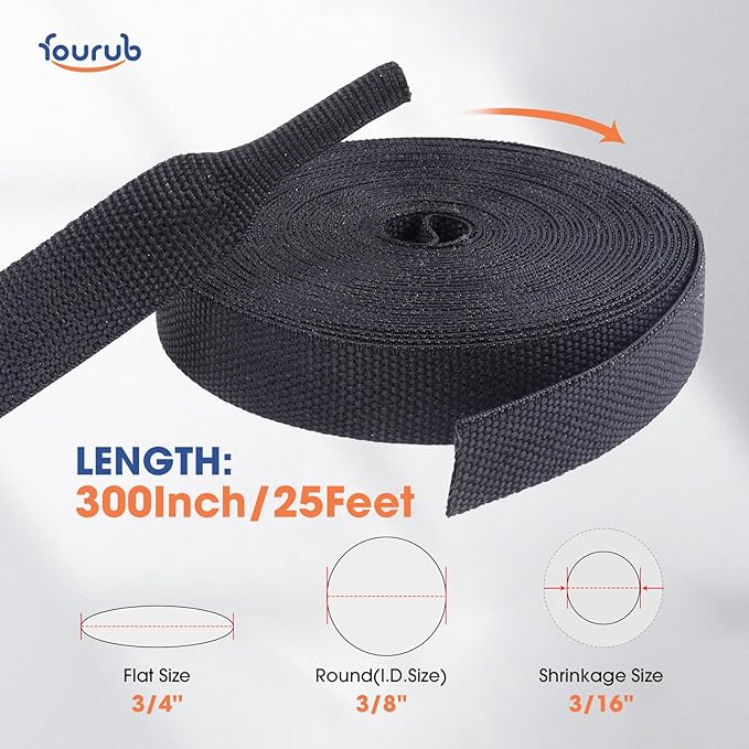 2 to 1 Heat Shrink Woven Tubing Abrasion Resistant Braided Sleeving Shrinkable Fabric Loom Protector for Auto Amp Harness Sheath Cable(3/8" ID-300inch)