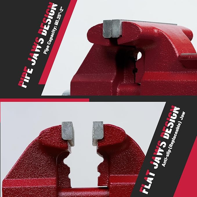 Bench Vise 8-Inch Heavy Duty Vise 210° Swivel Base, Multi-Purpose Vise with Large Anvil for Industrial, Home (8" Jaw Width)