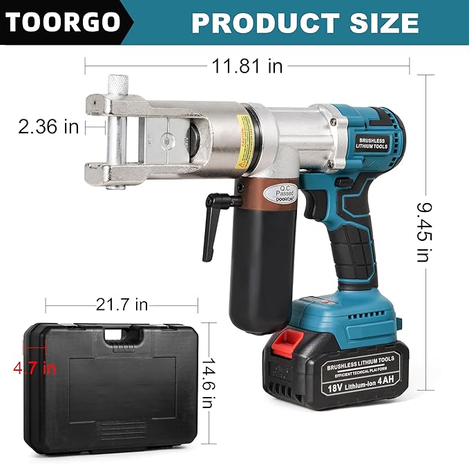 Electric Hydraulic Cable Lug Crimping Tool, 8 AWG to 500 MCM Terminal, Cable, Wire Electric Crimper Tool Kit, Cordless and Portability Battery Crimp Tool Kits with 11 Dies