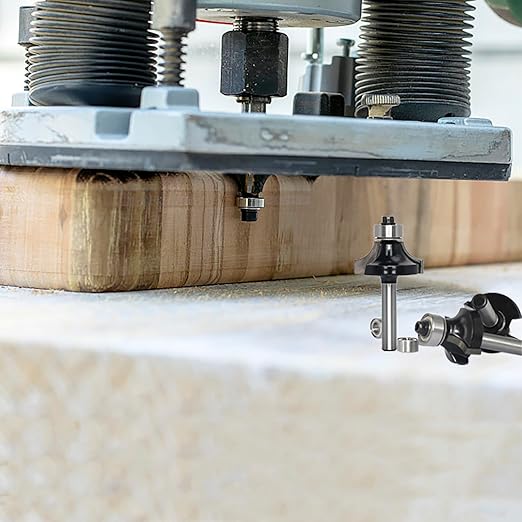 4Pcs Roundover and Beads Router Bits,Radius -1/8" ,1/4",5/16",3/8" Edge Forming Router Bit Set,1/4 Inch Shank,Corner Rounding Router Bits,Matched with 4pcs Alternative Beading Bearings