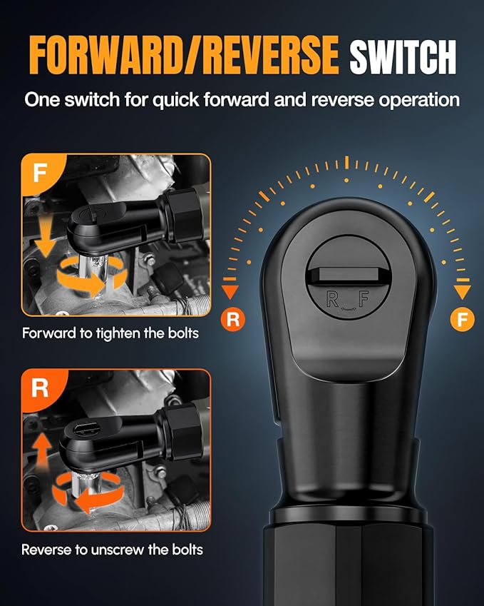 WORKPROX Electric Ratchet Wrench 3/8" Set, 20V Cordless Ratchet Wrench Kit, 74Ft-lbs, 250RPM, Battery Powered Ratchet with LED Light, 2-Pack 2000mAh Batteries, 7 Sockets & 3" Extension Bar