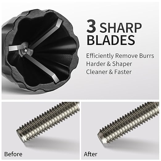 2Pcs Chamfer Tool Bolt Deburring Cutters Tool for Metal with Carbide Blades, Burr Remover Tool for 3D Printing, PVC, Metal Rod, Pipe, Reamer Thread Tool, 1/8'' to 3/4'' Diameter (3~19mm) Chamfer Bit