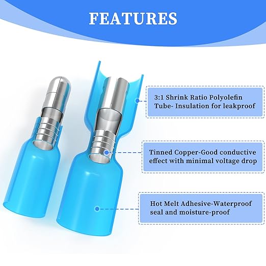 Qibaok 320PCS Heat Shrink Bullet Connectors Kit Female & Male Bullet Butt Terminals Insulated Waterproof Electrical Marine Crimp Automotive Connectors