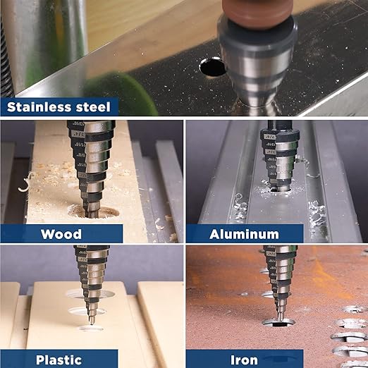 3/16 to 7/8 Inches M2 HSS Step Drill Bit for Metal, Plastic, Wood, Aluminum, Heavy Duty Unibit with Multi Hole Sizes