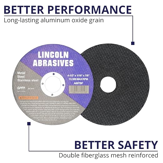 200 Pc 4.5" x 1/16" x 7/8" Cut-Off Wheels Lincoln Abrasives Metal & Stainless Steel