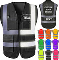 Custom Safety Vest for Men with Logo High Visibility Safety Vests Reflective with Pockets and Zipper Construction